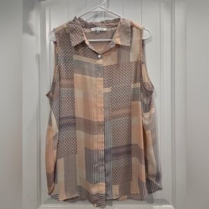 Rose & Olive Geometric Peach and Black Blouse